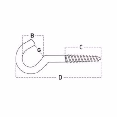 C - hook with screw for wood, vZn, C6 / 2.6 x 30