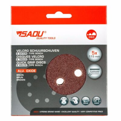 SADU fiber disc, velcro, 8 holes, Ø 115, P80, 5 pieces