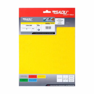 Sandpaper on sheet, SADU, YCS, 230 x 280 mm, P80, yellow