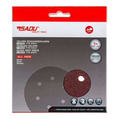 SADU fiber disc, velcro,FBR, 6 holes, Ø 150, P100, 5 pieces