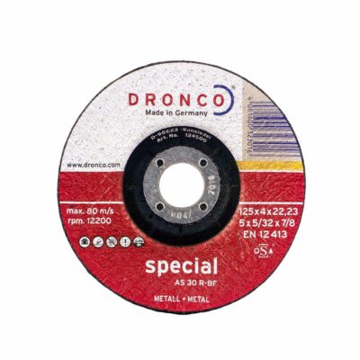 Saw blade for grinding metal, convex DRONCO Special AS30R, Ø 125 x 4.0 x 22.23 mm