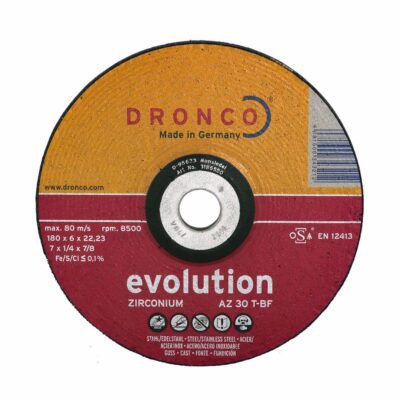 Saw blade for grinding INOX, convex DRONCO Evolution AZ30T, Ø 125 x 6.0 x 22.23 mm