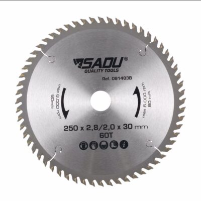 Carbide circular saw blade, for cutting wood SADU PROFESSIONAL, Ø 250 x 30, T = 60 ATB
