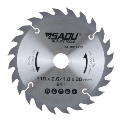 Carbide circular saw blade, for cutting wood SADU PROFESSIONAL, Ø 190 x 30, T = 24 ATB