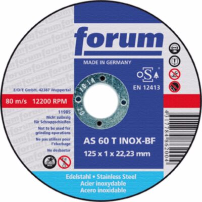 Saw blade for cutting INOX, FORUM AS60T, Ø 125 x 1.0 x 22.23 mm