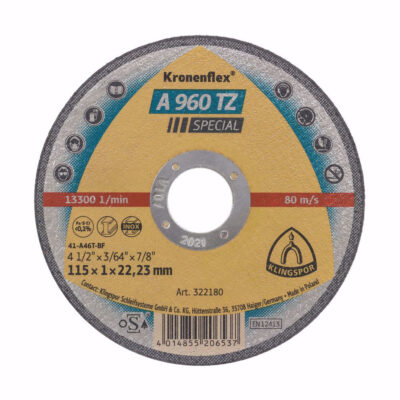Saw blade for cutting INOX, Klingspor TZ, Ø 115 x 1.0 x 22.23 mm