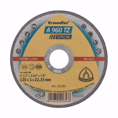 Saw blade for cutting INOX, Klingspor TZ, Ø 125 x 1.0 x 22.23 mm