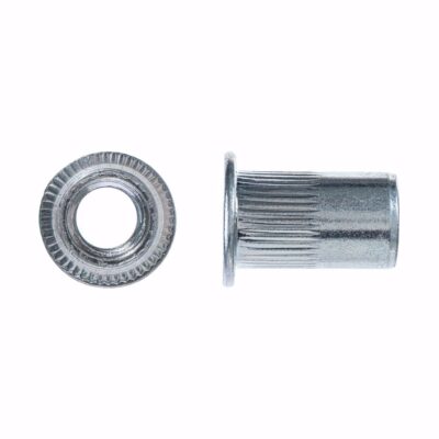 Blind rivet nut, serrated, cylindrical head,vZn,M 8/ф11x17