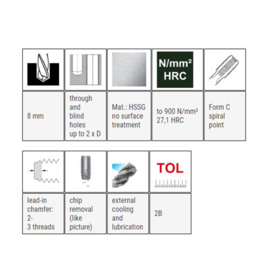 Hand tap BAER, DIN 352C, HSSG, UNC 3/8 x 16, I+II+III set