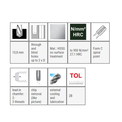 Hand tap BAER, DIN 352C, HSSG, UNC 1/2 x 13, I+II+III set