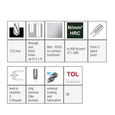 Hand tap BAER, DIN 352C, HSSG, UNC 5/8 x 11, I+II+III set