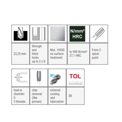Hand tap BAER, DIN 352C, HSSG, UNC 1 '' x 8, I + II + III set