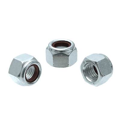 Hex lock nut, brown nylon insert, ISO 7040, 8, vZn, M 20