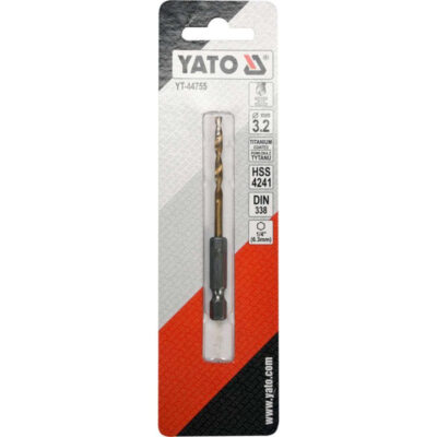 Drill bit for metal DIN 338, YATO, HEX, HSS-Tin, Ø 3.2