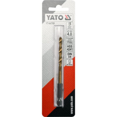 Drill bit for metal DIN 338, YATO, HEX, HSS-Tin, Ø 4.8
