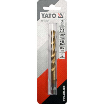 Drill bit for metal DIN 338, YATO, HEX, HSS-Tin, Ø 7.5