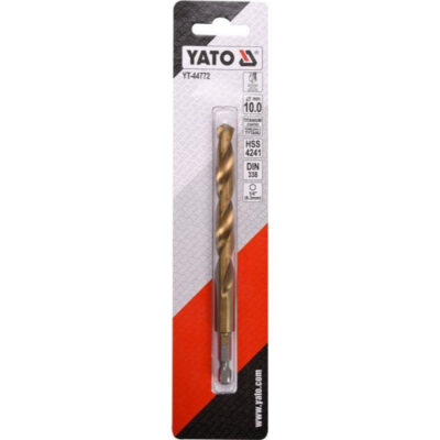 Drill bit for metal DIN 338, YATO, HEX, HSS-Tin, Ø 10.0