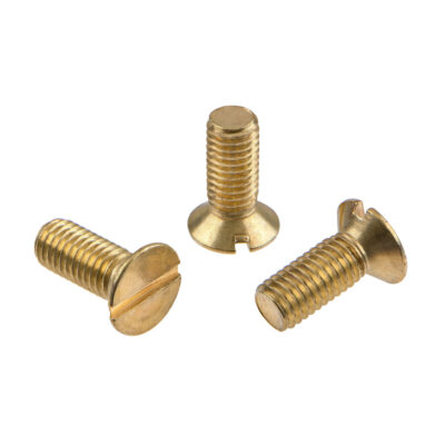 Slotted countersunk flat head machine screw, DIN 963, brass, M 10 x 80