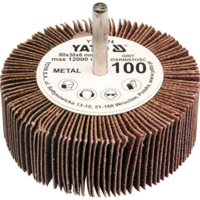 Flap wheel, shank mounted, YATO, 80 x 30 x 6 mm, P80