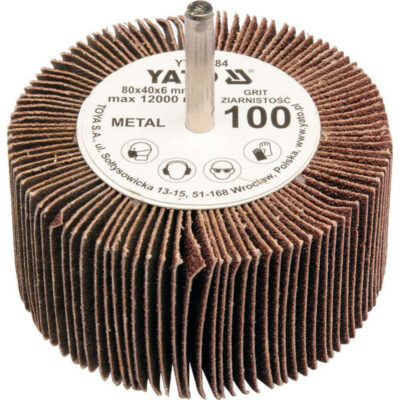 Flap wheel, shank mounted, YATO, 80 x 40 x 6 mm, P150