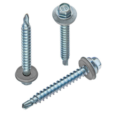 Self-drilling wood screw with EPDM washer, DIN 7504K, E14, vZn, Ø 4.8 x 35